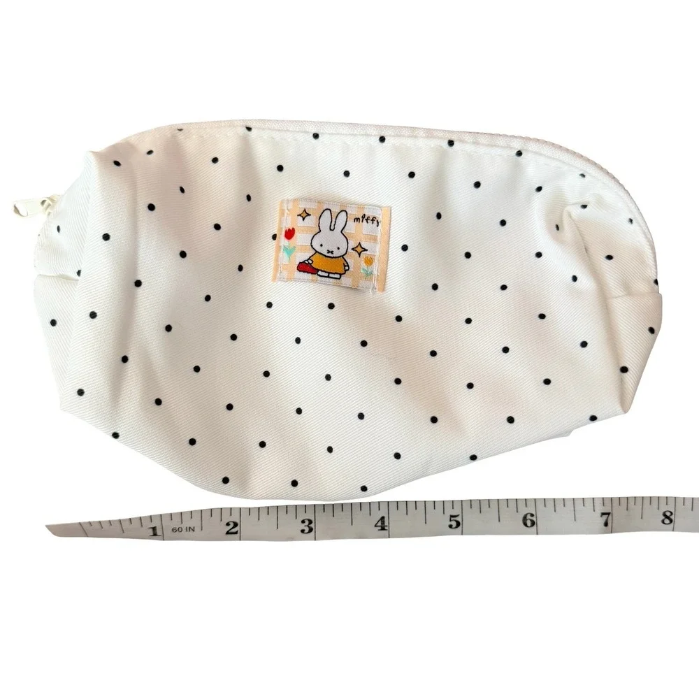 Miffy Pencil Case White Polka Dot Cartoon Print Large Capacity Kids OS